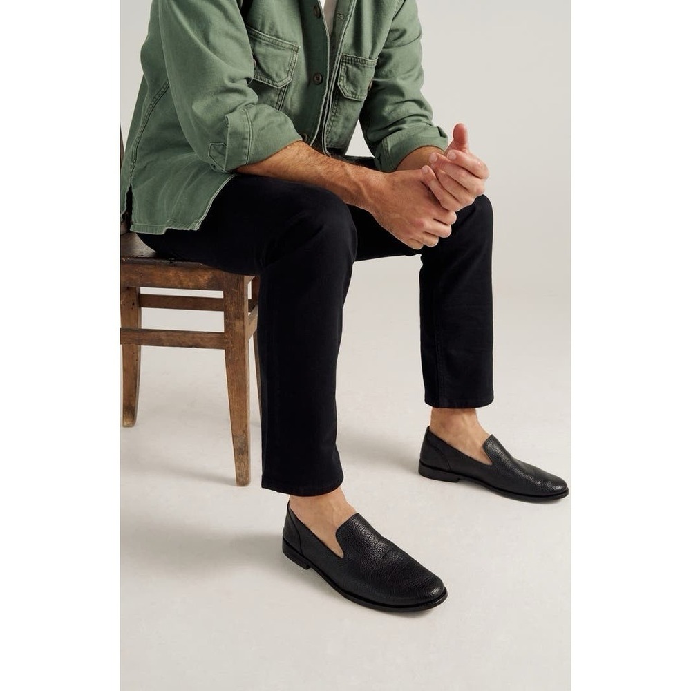 Tecovas Monterey Midnight Bison Loafers Men's 13EE Black Leather Slip On $220